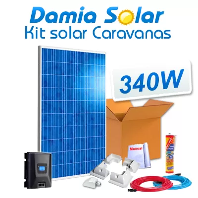 Comprar Kit solar completo para autocaravanas con panel 340W 24V para instalación a 12V - Damia Solar