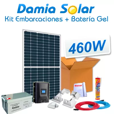 Comprar Kit solar completo para embarcaciones con panel 460W 24V + Batería de Gel- Damia Solar