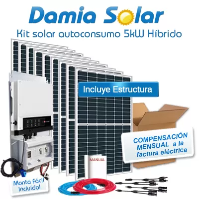 Kit autoconsumo solar Barato 5kW EM híbrido Inyección Cero - Damia Solar