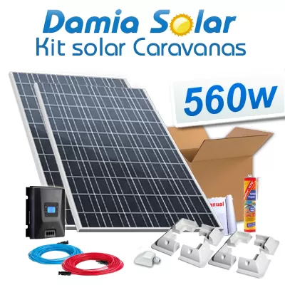 Comprar Kit solar completo para caravanas 560W a 12V (dos paneles de 280W 24V) - Damia Solar