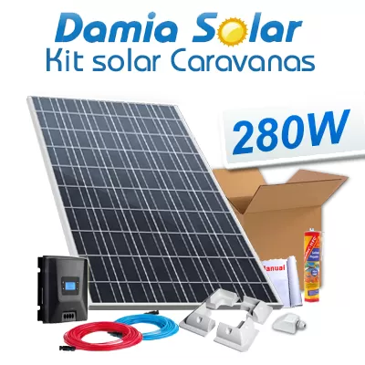 Comprar Kit solar completo para autocaravanas con panel 280W 24V para instalación a 12V - Damia Solar