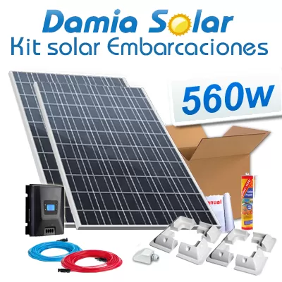 Comprar Kit solar completo para embarcaciones 560W a 12V (dos paneles de 280W 24V) - Damia Solar