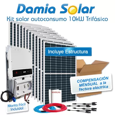 Kit autoconsumo solar 10kW DT trifásico con excedentes
