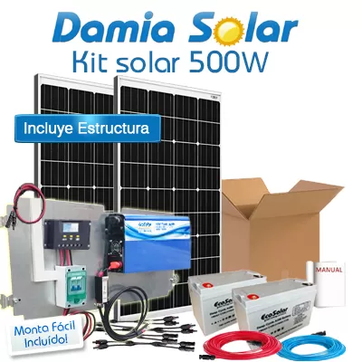 Comprar Kit solar 500W Uso Diário: Frigorífico de bancada. ONDA PURA. - Damia Solar
