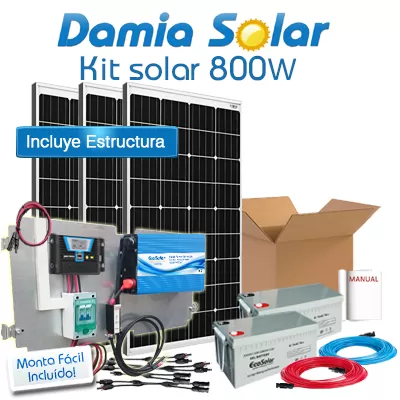 Comprar Kit solar 800W Uso Diario: nevera con congelador, luz, TV. ONDA PURA BLUE - Damia Solar