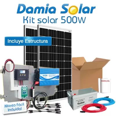 Comprar Kit Solar 500W Fines de semana onda pura Blue: Televisión, portátil e iluminación  - Damia Solar