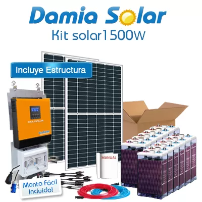 Comprar Kit 1500 Uso Diário: Frigorífico congel, TV, máquina de lavar, PC.. PURA - Damia Solar