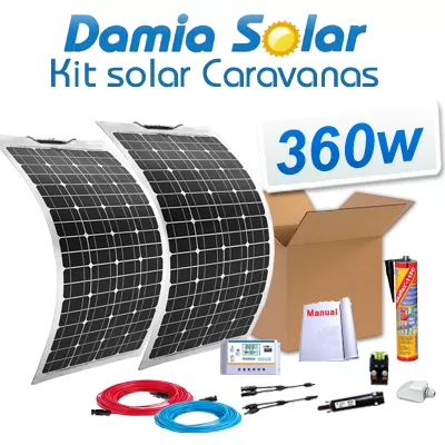 Comprar Kit solar para caravanas 360w com painéis flexívels - Damia Solar