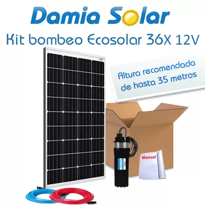 Comprar Kit  de bombeo de pozos Ecosolar 36X 12V - Caudal Máx. 360 litros/hora - Damia Solar