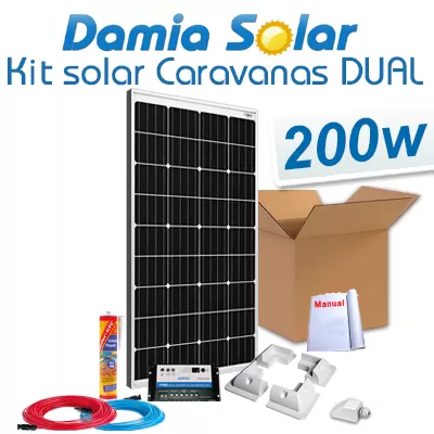 Comprar Kit solar completo para autocaravanas 200W Dual. Para cargar 2 baterías - Damia Solar