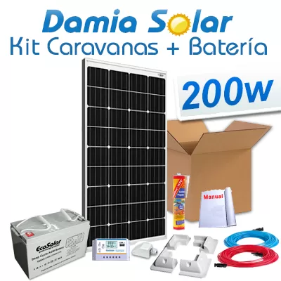 Comprar Kit Solar Completo Para Autocaravanas 200W + Bateria Agm - Damia Solar