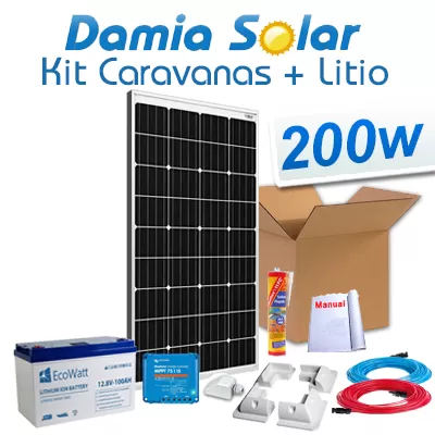 Comprar Kit solar completo para autocaravanas 200W + Bateria Litio - Damia Solar