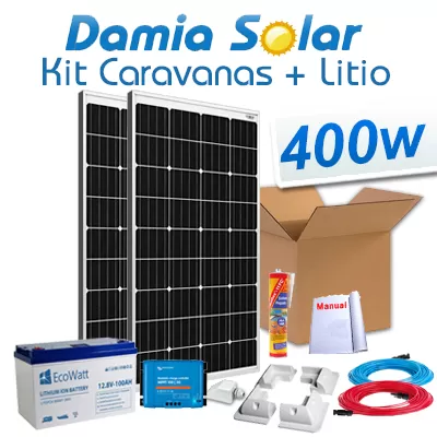 Comprar Kit solar completo para autocaravanas 400W + Bateria de lítio - Damia Solar