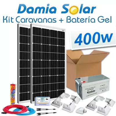 Comprar Kit solar completo para caravanas 400W + Bateria de Gel - Damia Solar