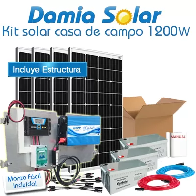 Comprar Kit solar casa de campo 1200W Onda Pura Blue - Damia Solar