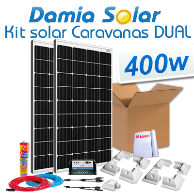 Kit solar completo para autocaravanas 400W Dual para cargar 2 baterías