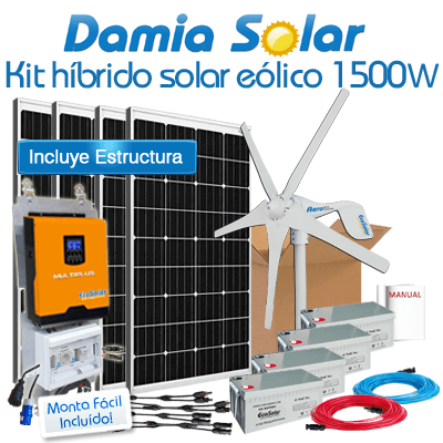 Kit híbrido solar + eólico 1500W