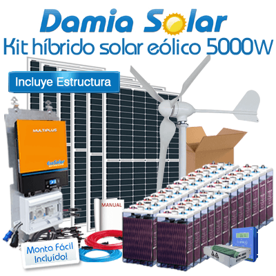 Comprar Kit híbrido solar + eólico 5000W - Damia Solar