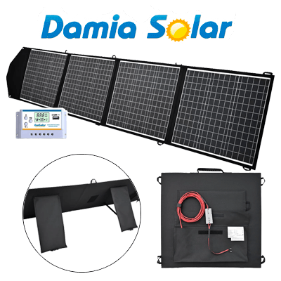 Placa solar plegable portátil 200W 12V + regulador 20A