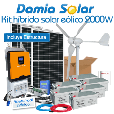 Kit híbrido solar + eólico 2000W