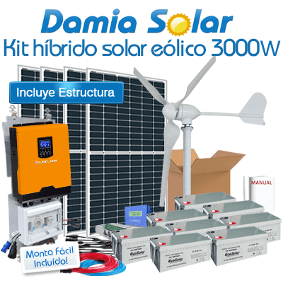 Comprar Kit híbrido solar + eólico 3000W - Damia Solar