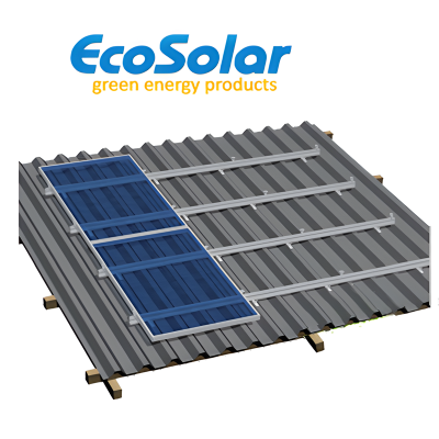 Estructura coplanar para cubierta de chapa para 2 paneles de 80W a 160W