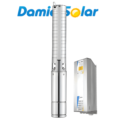 Bomba de água solar Damia Solar 3500W. Altura máxima 105 metros. Fluxo máximo 13.000 litros/hora