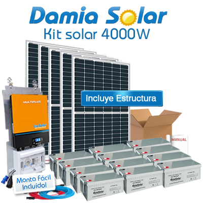 Kit solar 4000W ECO Uso Diario: Nevera congelador, TV, lavavajillas, DVD, etc