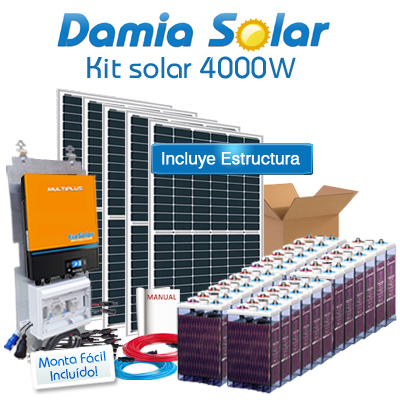 Comprar Kit solar 4000W Uso Diário: Frigo congelador, TV microondas, máquina lavar.. - Damia Solar