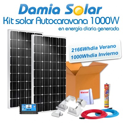 Comprar Kit solar autocaravana 1000W 12V en energía diaria generada (2500Whdia verano - 1000Whdia invierno)