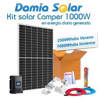 Comprar Kit solar camper 1000W en energía diaria generada (2500Whdia verano - 1000Whdia invierno)