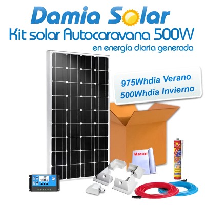 Comprar Kit solar camper 500W en energía diaria generada (975Whdia verano - 500Whdia invierno)