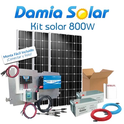 Kit solar 800W Uso Diario: nevera con congelador, luz, TV. ONDA PURA BLUE