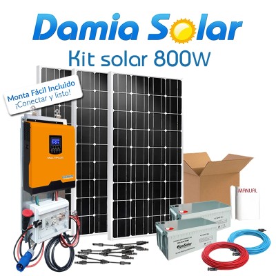 Comprar Kit solar 800W Uso Diario: nevera con congelador, luz, TV. ONDA PURA y CARGADOR - Damia Solar