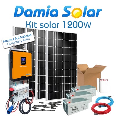 Kit solar 1200W Uso Diario: nevera con congelador luz, TV. ONDA PURA y CARGADOR