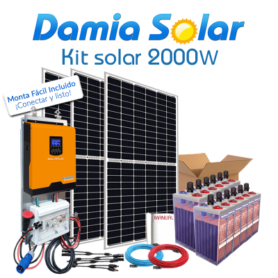 Comprar Kit 2000W Uso Diário: Frigorífico, máquina lavar, TV, microondas.. PURA - Damia Solar