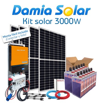 Comprar Kit 3000W Uso Diario: Nevera Congelador, lavadora, TV microondas, etc. ONDA PURA - Damia Solar