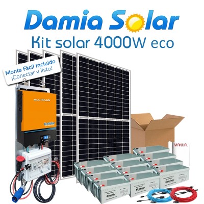 Kit solar 4000W ECO Uso Diario: Nevera congelador, TV, lavavajillas, DVD, etc