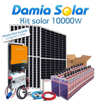 Kit solar 10000W Uso Diario: Placa inducción, Nevera-Congelador, lavadora, TV...