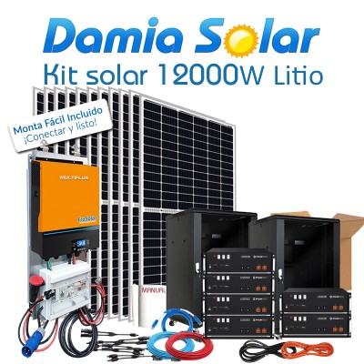 Comprar Kit solar 12000W Uso Diario con baterías de litio - Damia Solar