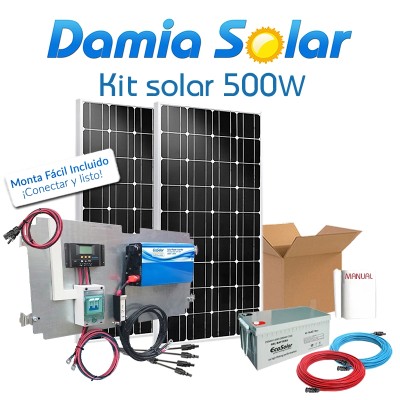 Comprar Kit Solar 500W Fines de semana onda pura Blue: Televisión, portátil e iluminación  - Damia Solar