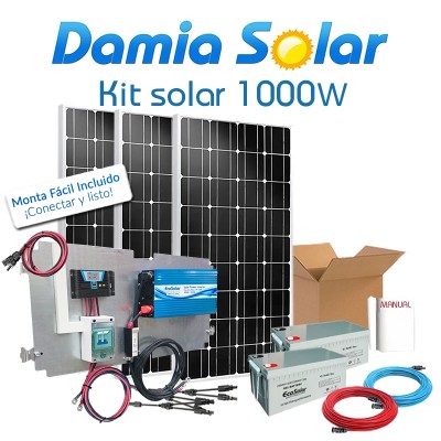 Comprar Kit Solar 1000W Fins de semana Onda Pura Blue: Frigo Congelador, Luz, Tv. - Damia Solar