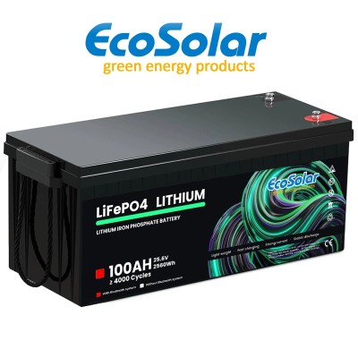 Bateria de lítio Ecosolar 100Ah LiFePO4 25,6V (24V)