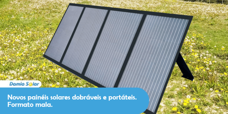 Novos painéis solares dobráveis e portáteis. Formato mala.