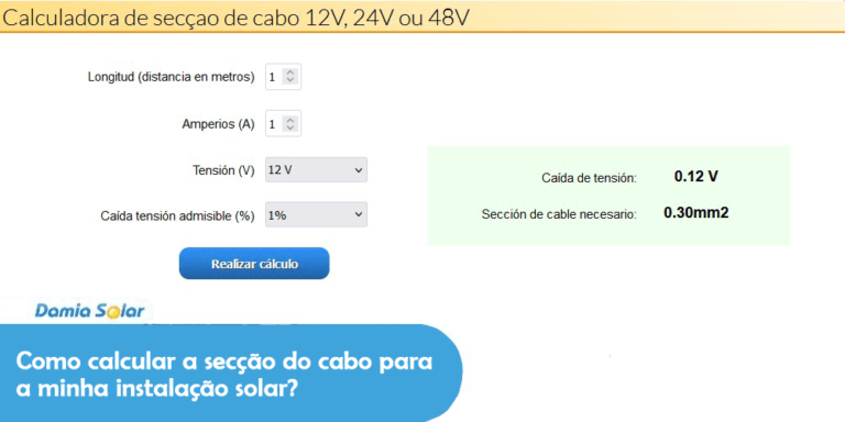 Como calcular a secção do cabo para a minha instalação solar?