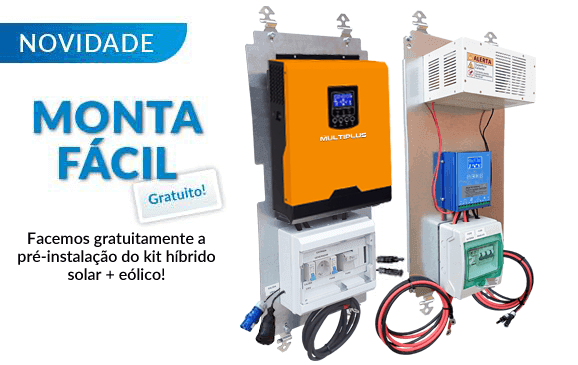 Pré-instalação incluída no kit solar + eólico com el Monta Fácil